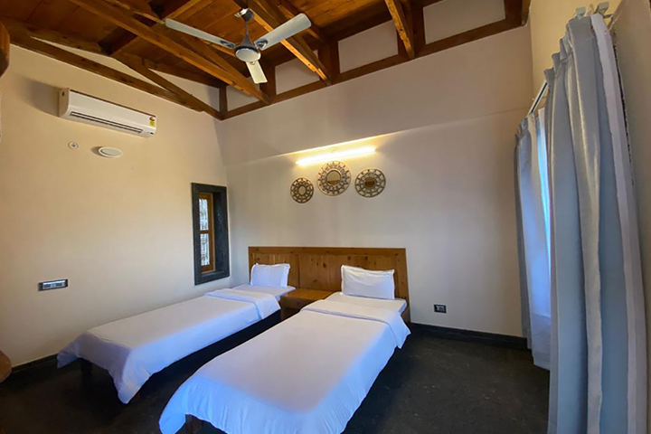 Private room accomodation for students attending 200 Hour YTT course at Abhayaranya Yoga Ashram.